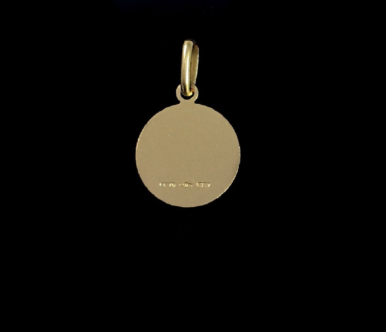 Authentic Italian Yellow Gold Catholic Pendant 10K 14K 18K Solid Yellow Gold Guardian angel Divine protection 16mm Size 3D Design Medal