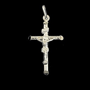 Una pequeña sólido 925 plata encanto Cruz Colgante 3D Llano simple