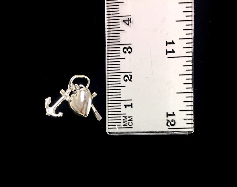 Three Virtues Heart Anchor Cross Faith Charity Hope Pendant 925 Silver Baptism Confirmation First Communion Religious Art Protection Charm