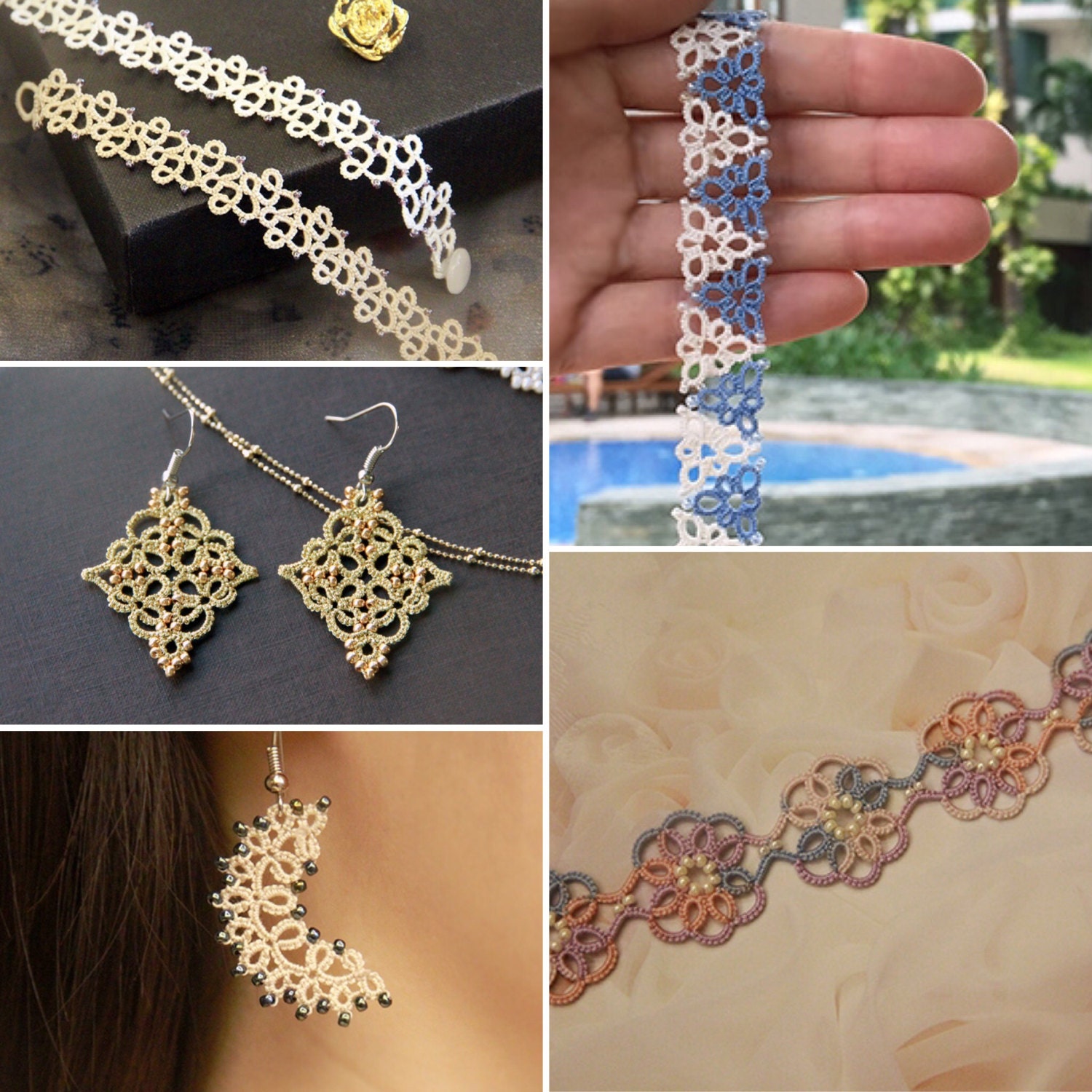 Set of 5 Tatting Lace Patterns Etsy