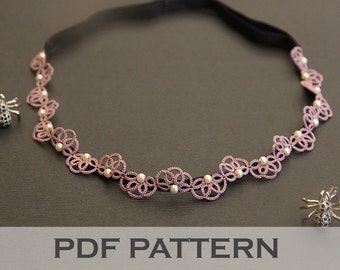 Tatting lace bracelet/hair band pdf pattern (Pumpkin Carriage)