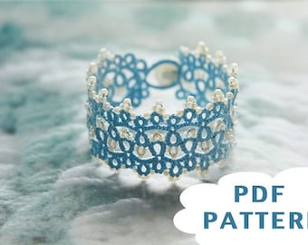 Tatting lace bracelet pdf pattern (Cloud Palace)