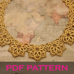 Tatting lace necklace pdf pattern (Royal Sunrise)