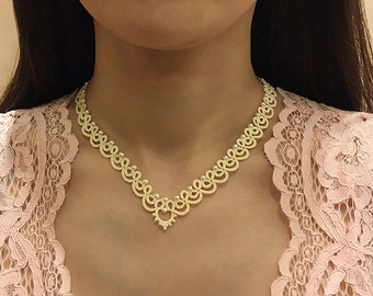 Tatting lace necklace / bracelet pdf pattern (Blanche)