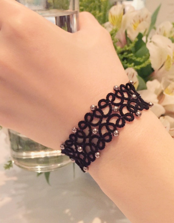 Tatting Lace Bracelet Pdf Pattern the Starry Night Etsy