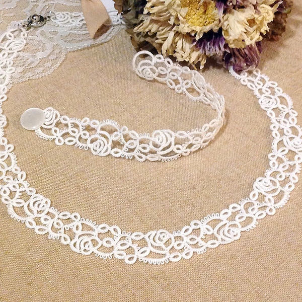 Tatting lace bracelet / necklace pdf pattern (Rose)