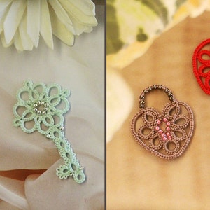 Lock and Key Pendant Set (Tatting Lace Patterns)