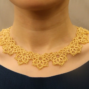 Tatting lace necklace pdf pattern Royal Sunrise image 2