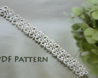 Tatting lace bracelet pdf pattern (Butterfly Garden)
