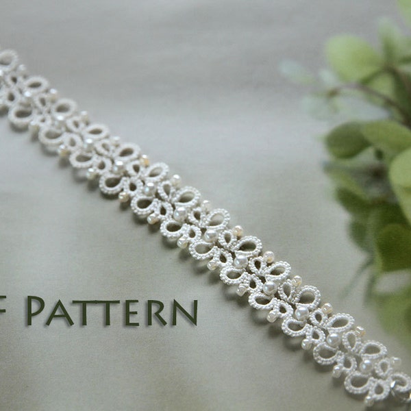 Tatting lace bracelet pdf pattern (Butterfly Garden)