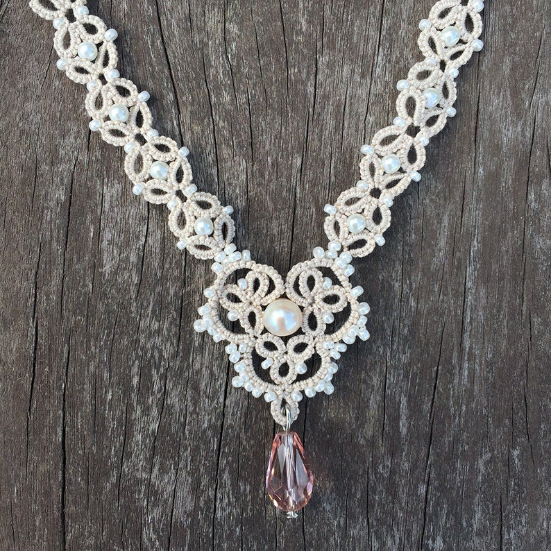Tatting lace necklace pdf pattern Somewhere In Time Etsy