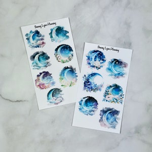 Watercolor Moons Deco Stickers