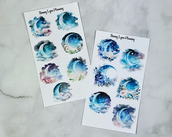 Watercolor Moons Deco Stickers