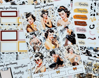 Retro Leopard Weekly Sticker Kit/A La Carte