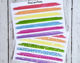 Rainbow Brush Stroke Stickers - Washi Strips