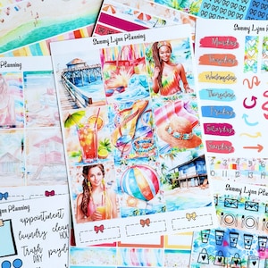 Colorful Beach Weekly Sticker Kit/A La Carte