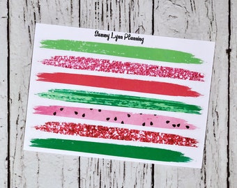 Watermelon Brush Stroke Stickers - Washi Strips