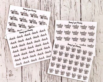 Script Planner Stickers - Church (church, Sunday school, bible study, vacation bible school)