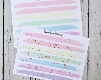 Pastel Rainbow Brush Stroke Stickers - Washi Strips