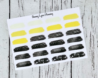 Yellow and Black Brush Stroke Stickers - Brush Stroke Boxes