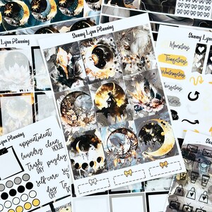 Black and Gold Celestial Weekly Sticker Kit/A La Carte