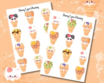 Ice Cream Animal Kawaii Stickers