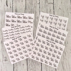 May include: A set of 10 sheets of planner stickers with various cleaning tasks, including "clean bathroom", "clean kitchen", "clean house", "clean laundry", and "trash day".