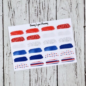 Patriotic Brush Stroke Stickers - Brush Stroke Boxes