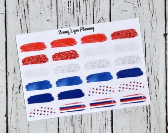 Patriotic Brush Stroke Stickers - Brush Stroke Boxes