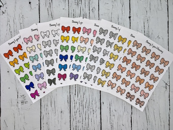 Glossy Planner//Diary//Scrapbooking Stickers Hand Drawn Bows