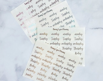Folie Dagen van de Week Scriptstickers