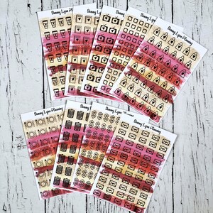 Rot und Gold Pinselstriche Planer Aufkleber - Kaffeetassen/Notizbücher/TVs/Kartons/Einkaufstaschen/Mahlzeit/Mülleimer/Zahltag/Umschläge