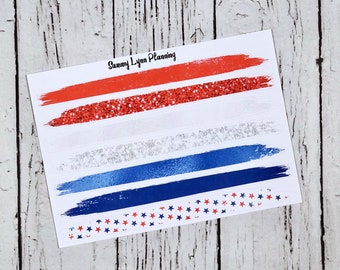 Patriotic Brush Stroke Stickers - Washi Strips