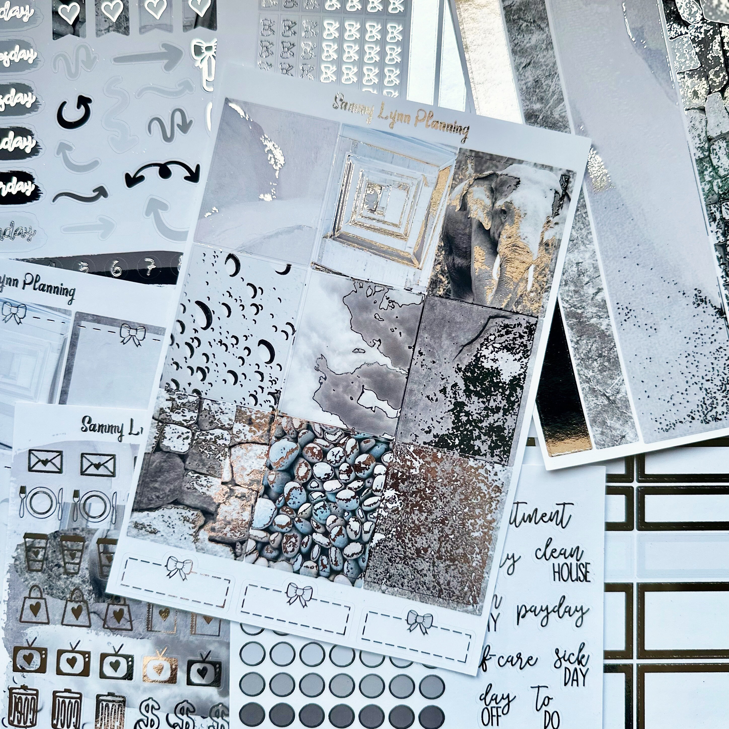 Shades of Gray Foil Weekly Sticker Kit Etsy