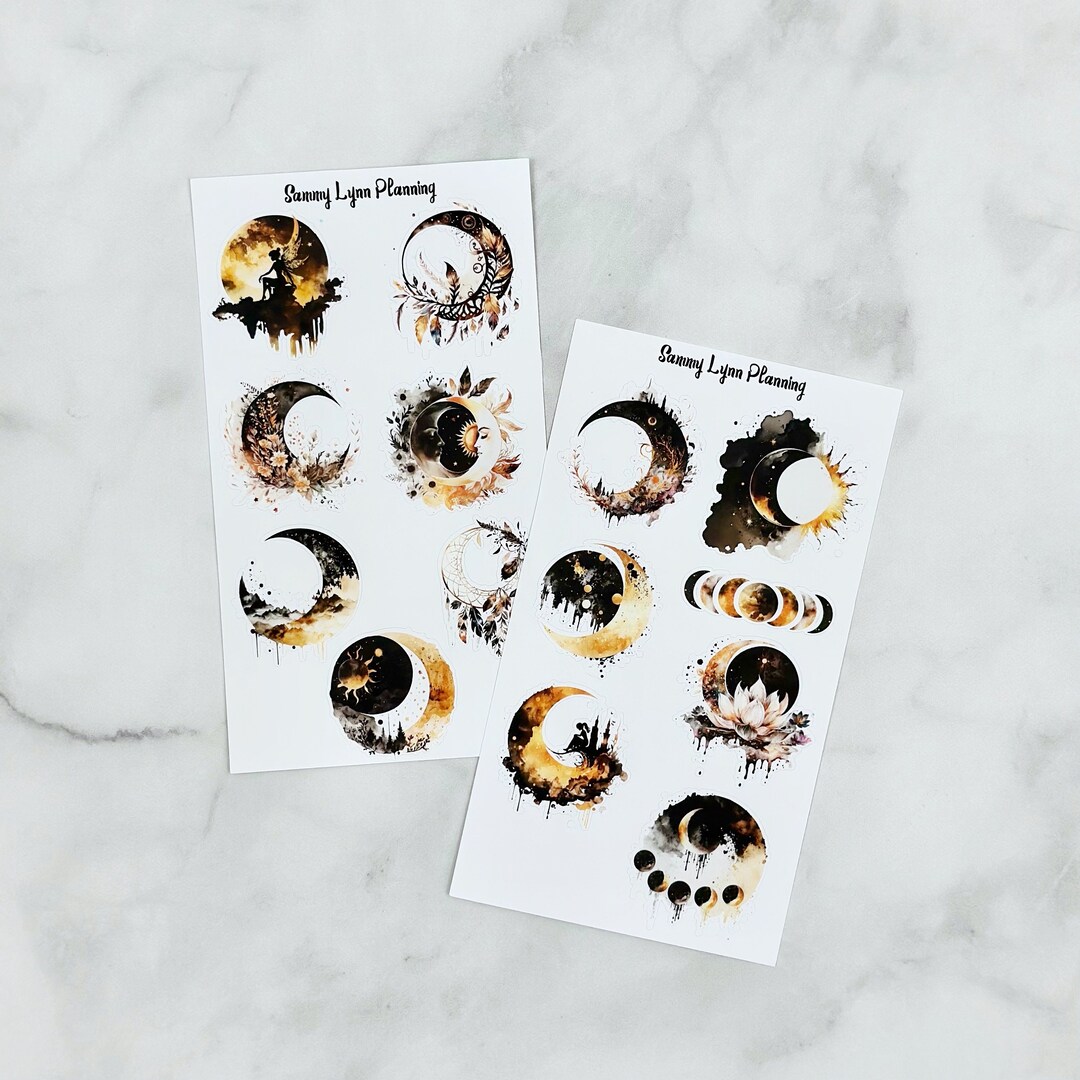 Black and Gold Celestial Deco Stickers - Etsy
