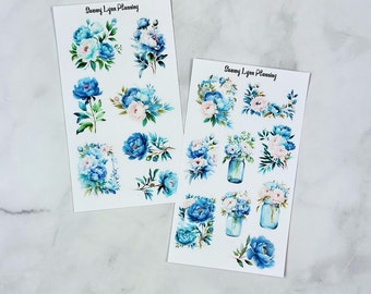 Blue Peonies Deco Stickers