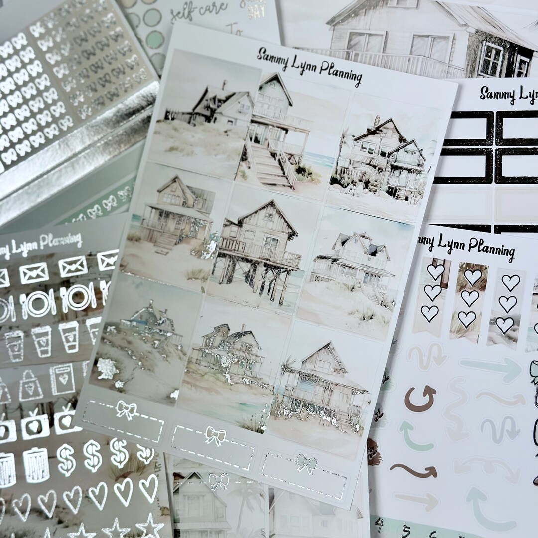 Beach Houses Foil Weekly Sticker Kit - Etsy