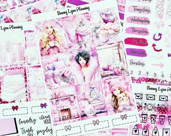 Cozy Pink Winter Weekly Sticker Kit/A La Carte