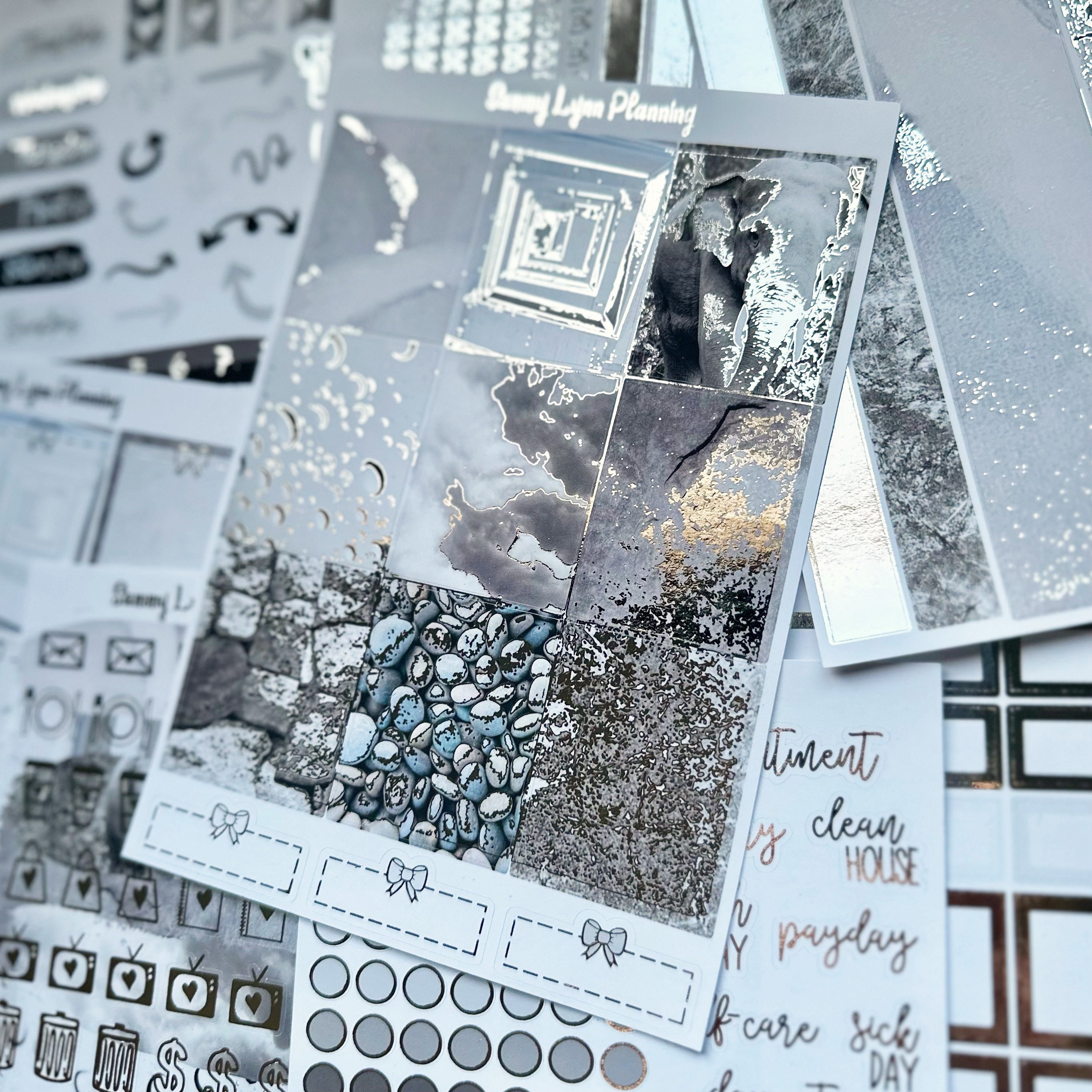 Shades of Gray Foil Weekly Sticker Kit Etsy