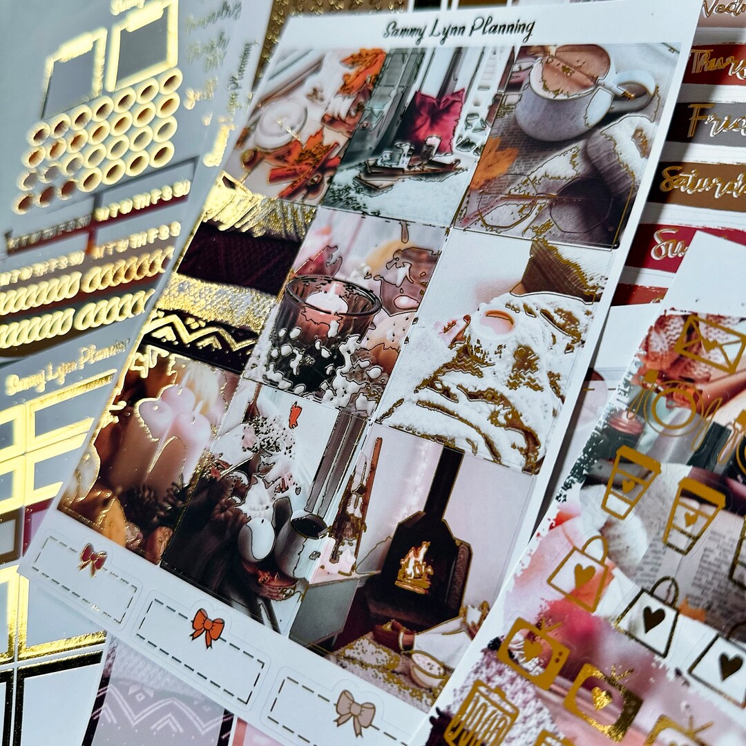 Warm and Cozy Foil Weekly Sticker Kit - Etsy