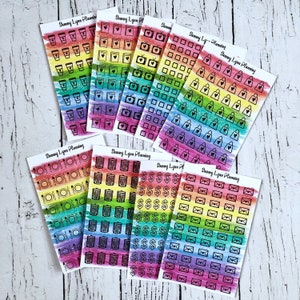Regenbogen Pinselstriche Planer Aufkleber - Kaffeetassen/Notizbücher/TVs/Kartons/Einkaufstaschen/Mahlzeit/Mülleimer/Zahltag/Umschläge