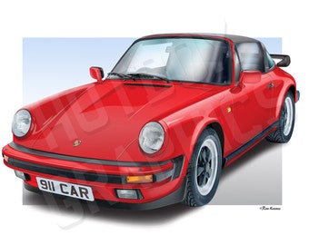 Illustration personnalisée de votre Porsche 911 Targa