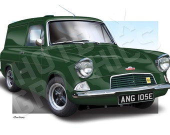 Personalised Illustration of Your Ford Anglia 105E Standard or Hot