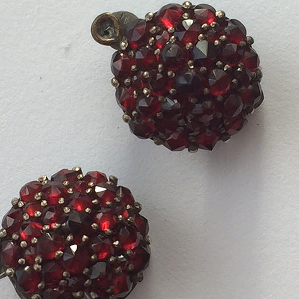 Antique Bohemian Dark Red Garnet Earrings