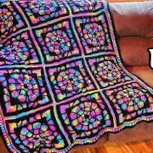 Crochet Leaded Window Pane Throw Crochet Pattern  DIGITAL DOWNLOAD ONLY