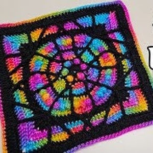 Crochet Stained Glass Granny Square Pattern DIGITAL DOWNLOAD ONLY