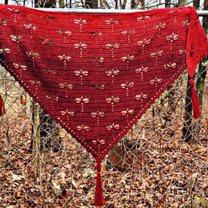 Schema per scialle all&#39;uncinetto a forma di libellula: scialle all&#39;uncinetto filet (download digitale)