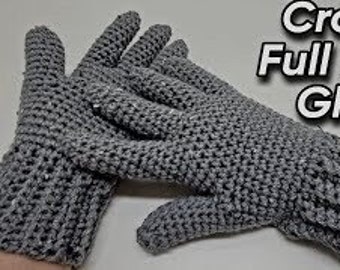 Crochet Full Finger Gloves Crochet Pattern  DIGITAL DOWNLOAD ONLY