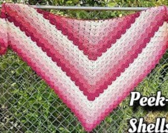 Crochet Peek-A-Boo Shells Shawl Pattern DIGITAL DOWNLOAD ONLY