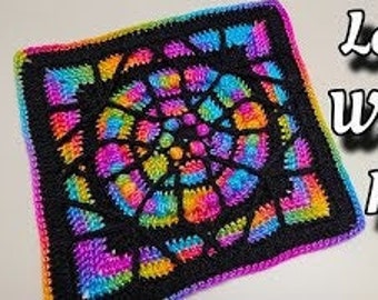 Crochet Stained Glass Granny Square Pattern DIGITAL DOWNLOAD ONLY